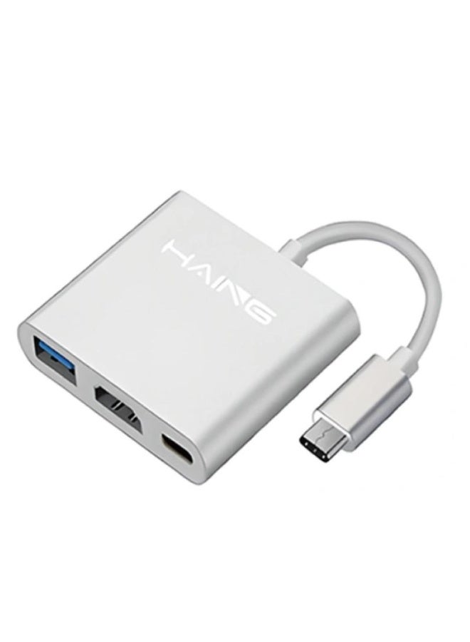 HI-H202-TPC USB-C to HDMI Adapter, 4K HDMI to USB-C Converter with 100W Fast Charging and USB-A 3.0 Port, Multi-Port USB-C Hub Compatible with MacBook Pro/Air, iPad Pro/Air, Dell XPS, iPhone 15 Pro/Max, Android Devices and More